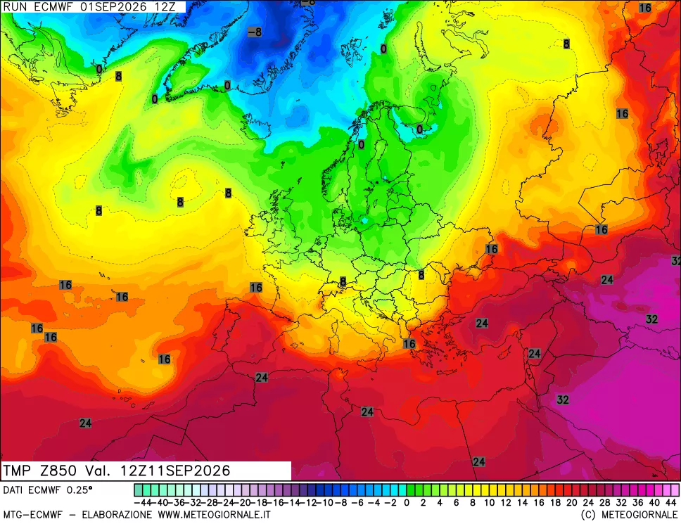 mappa Temperatura a 850 hPa