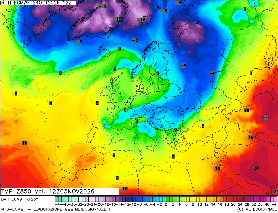 mappa Temperatura a 850 hPa