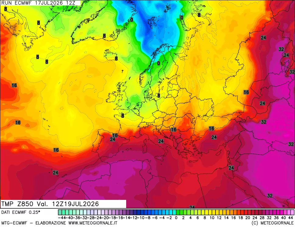 mappa Temperatura a 850 hPa