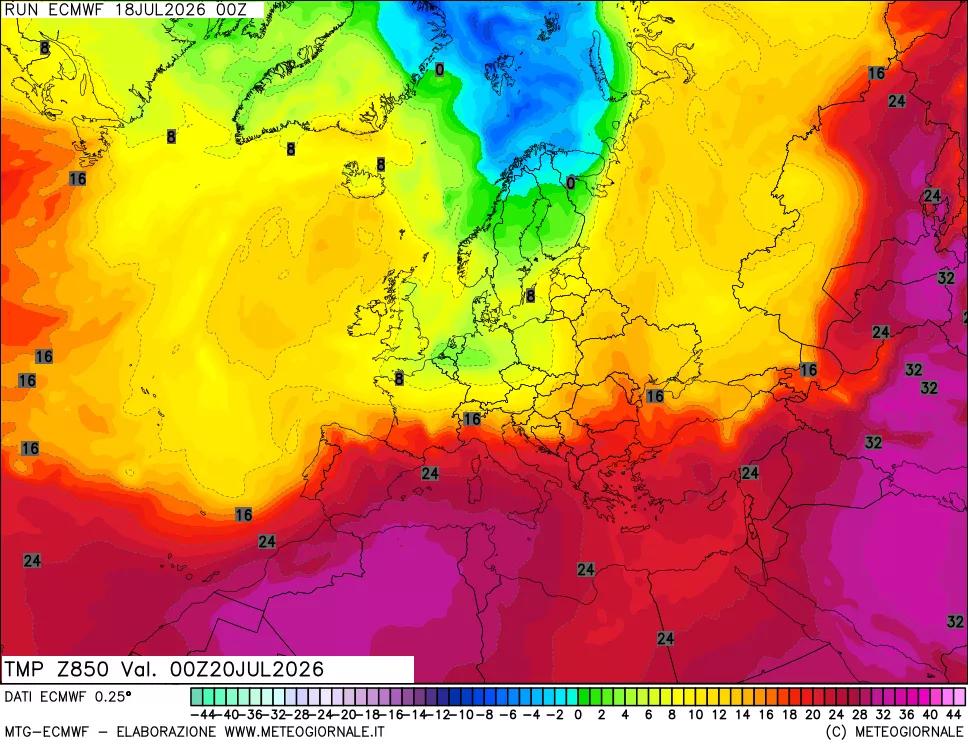 mappa Temperatura a 850 hPa