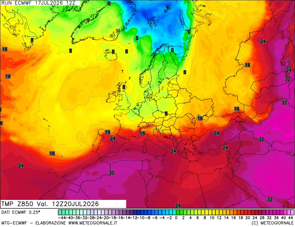 mappa Temperatura a 850 hPa
