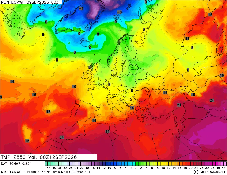 mappa Temperatura a 850 hPa