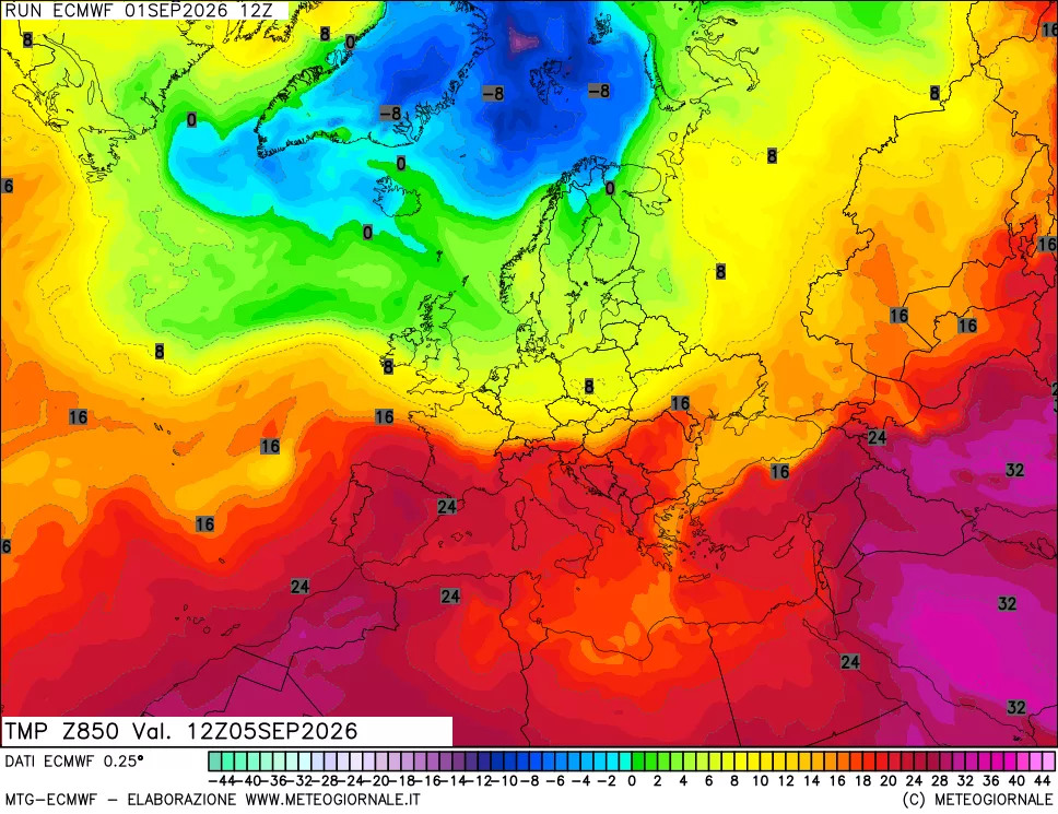 mappa Temperatura a 850 hPa