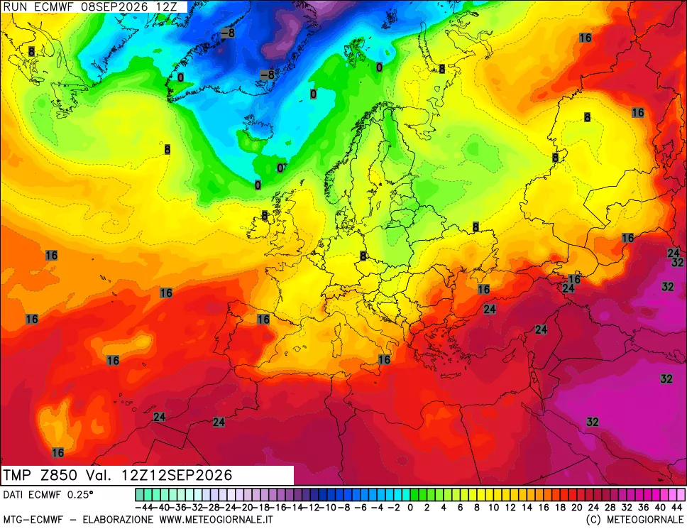 mappa Temperatura a 850 hPa