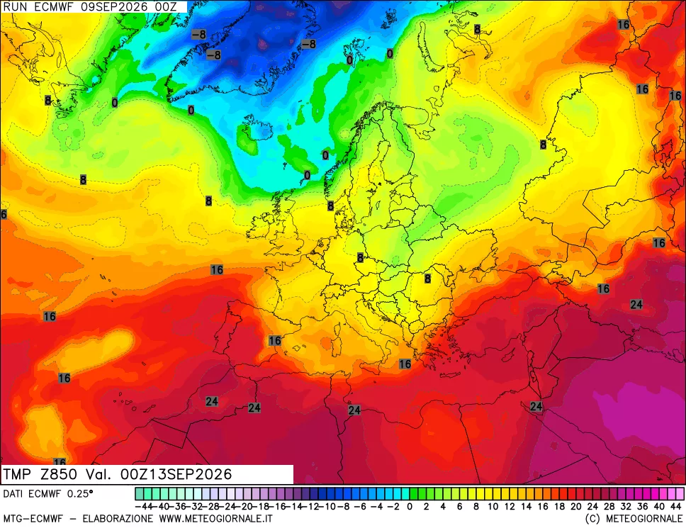 mappa Temperatura a 850 hPa