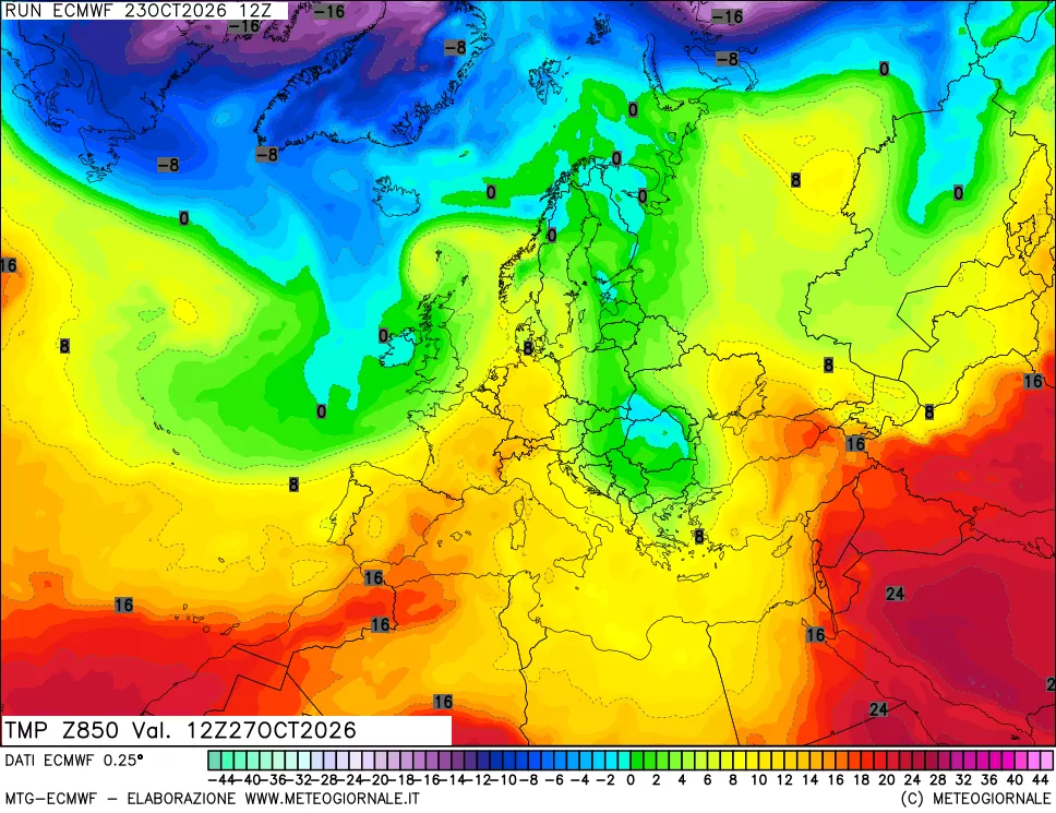 mappa Temperatura a 850 hPa