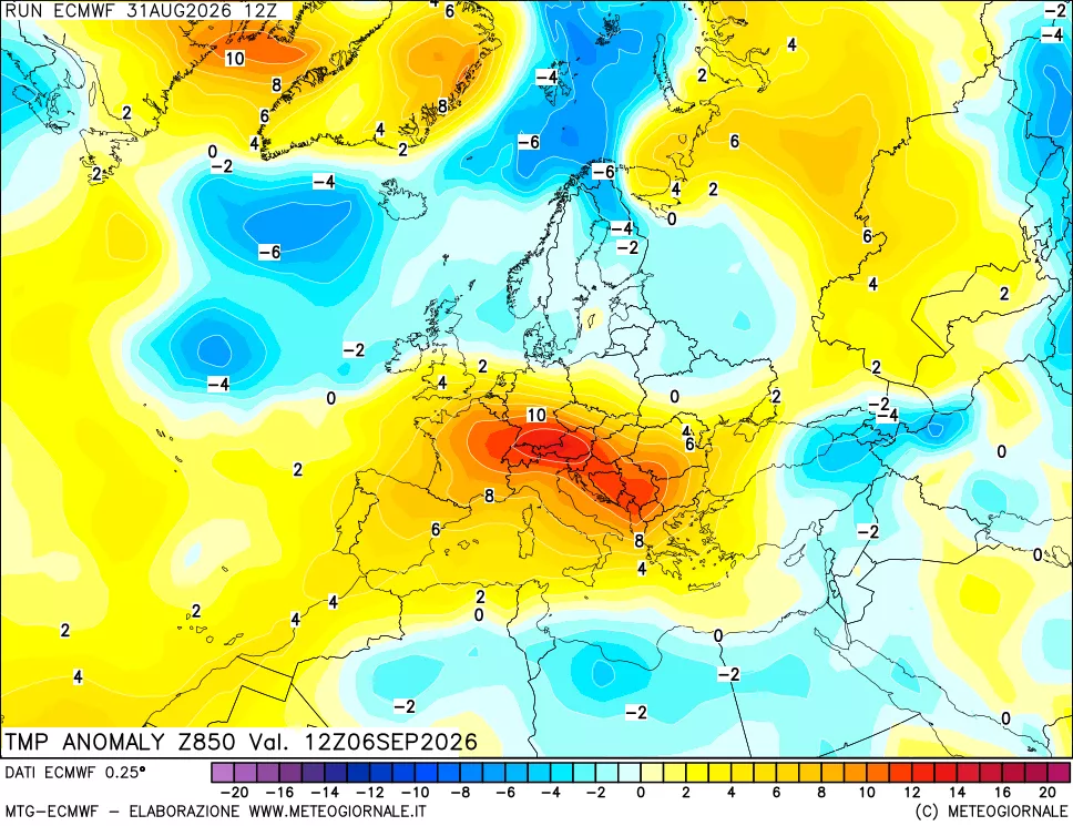 mappa 850 hPa Temp Anomaly vs Cli.No 1981-2010