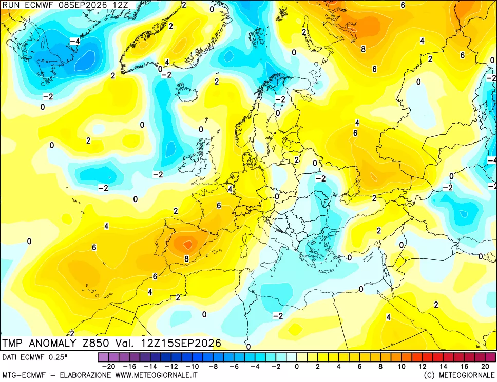 mappa 850 hPa Temp Anomaly vs Cli.No 1981-2010