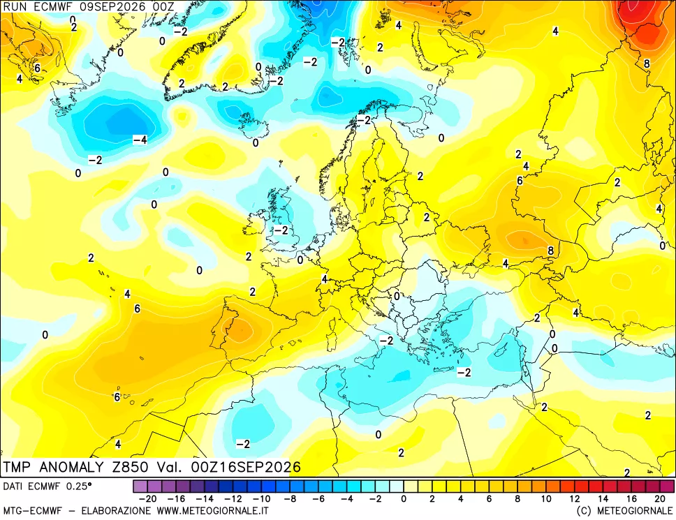 mappa 850 hPa Temp Anomaly vs Cli.No 1981-2010