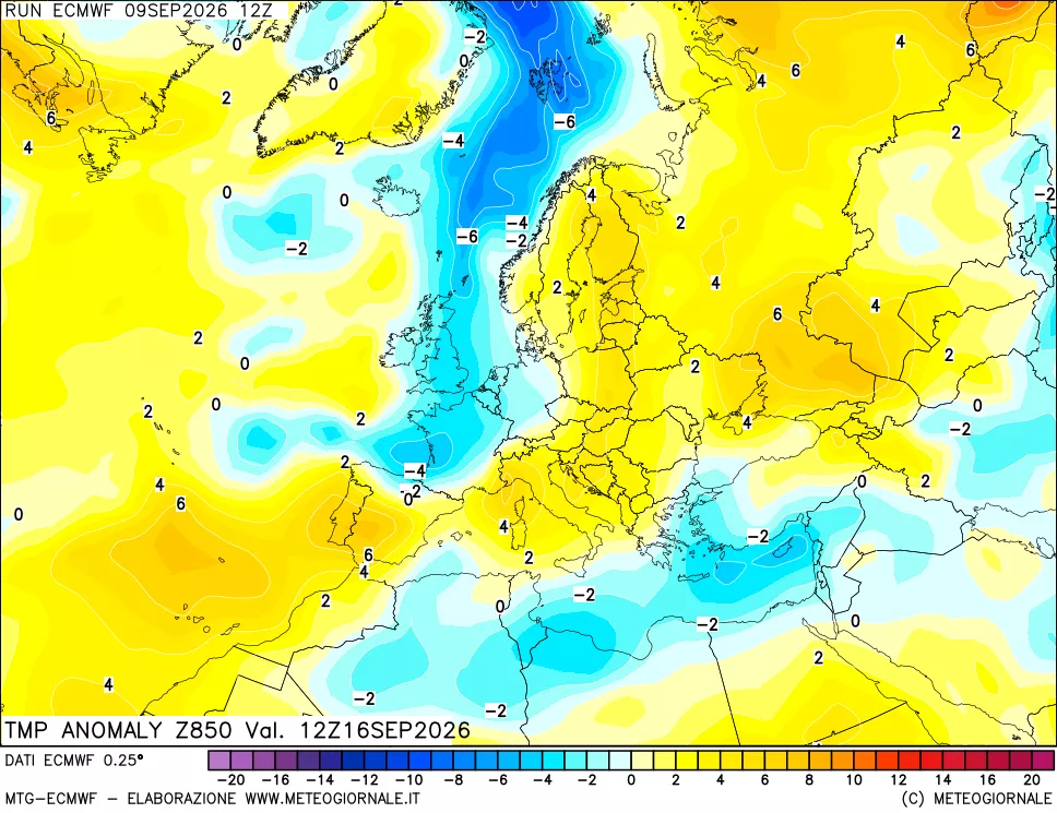 mappa 850 hPa Temp Anomaly vs Cli.No 1981-2010
