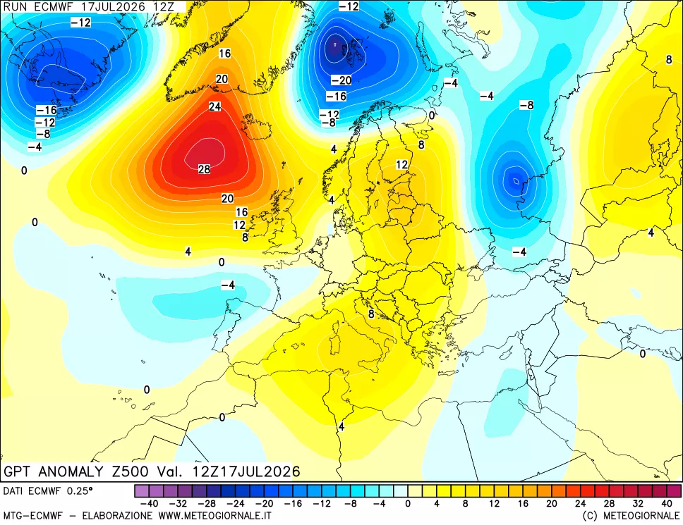 mappa 500 hPa GPT Anomaly vs Cli.No 1981-2010