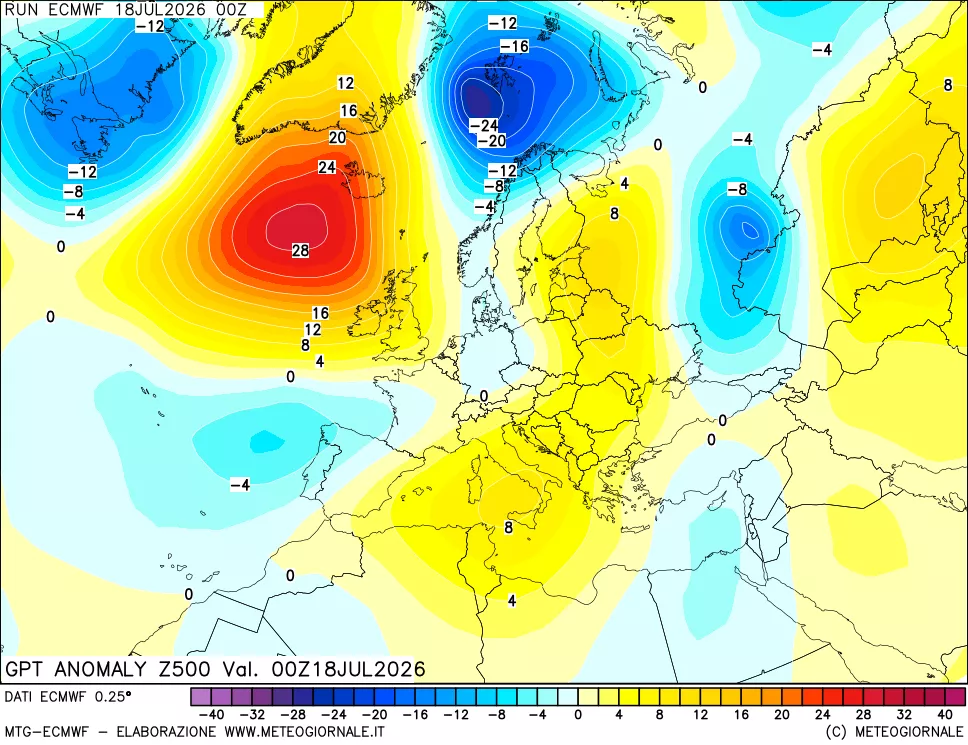 mappa 500 hPa GPT Anomaly vs Cli.No 1981-2010