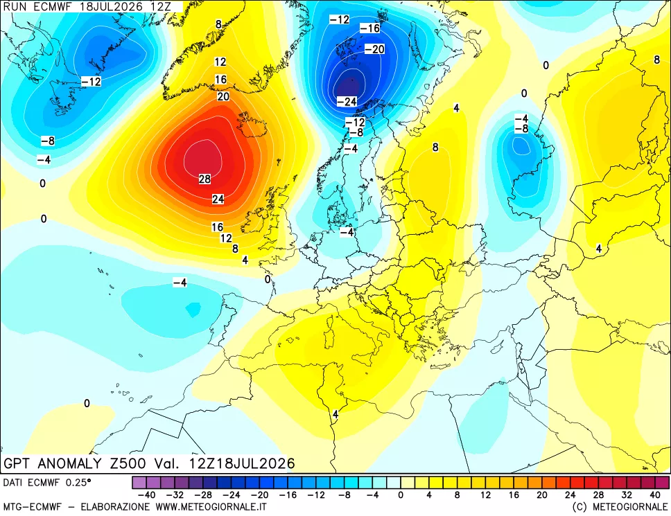 mappa 500 hPa GPT Anomaly vs Cli.No 1981-2010
