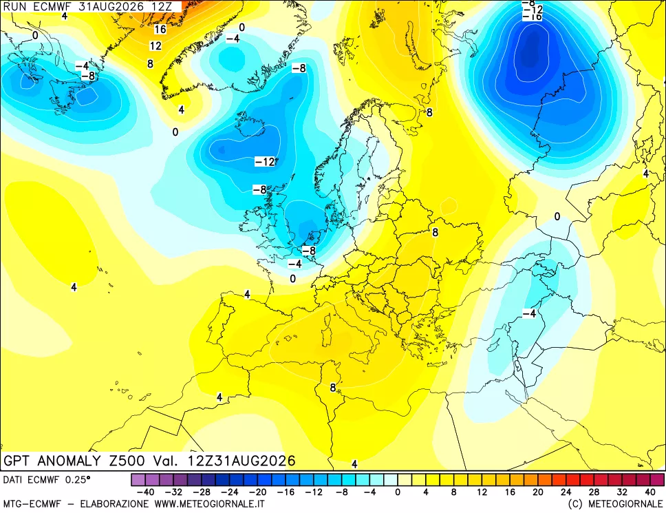 mappa 500 hPa GPT Anomaly vs Cli.No 1981-2010
