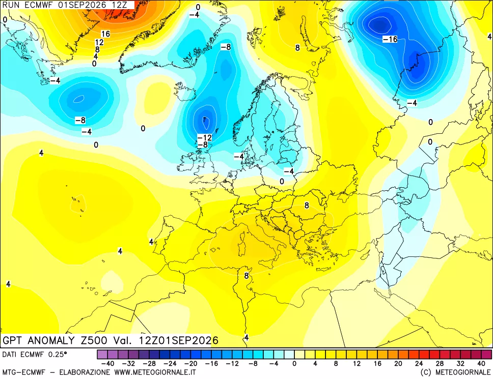 mappa 500 hPa GPT Anomaly vs Cli.No 1981-2010