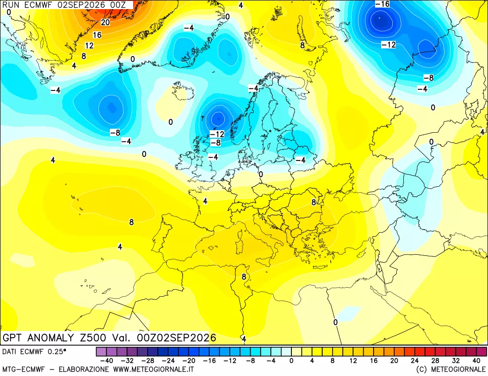 mappa 500 hPa GPT Anomaly vs Cli.No 1981-2010