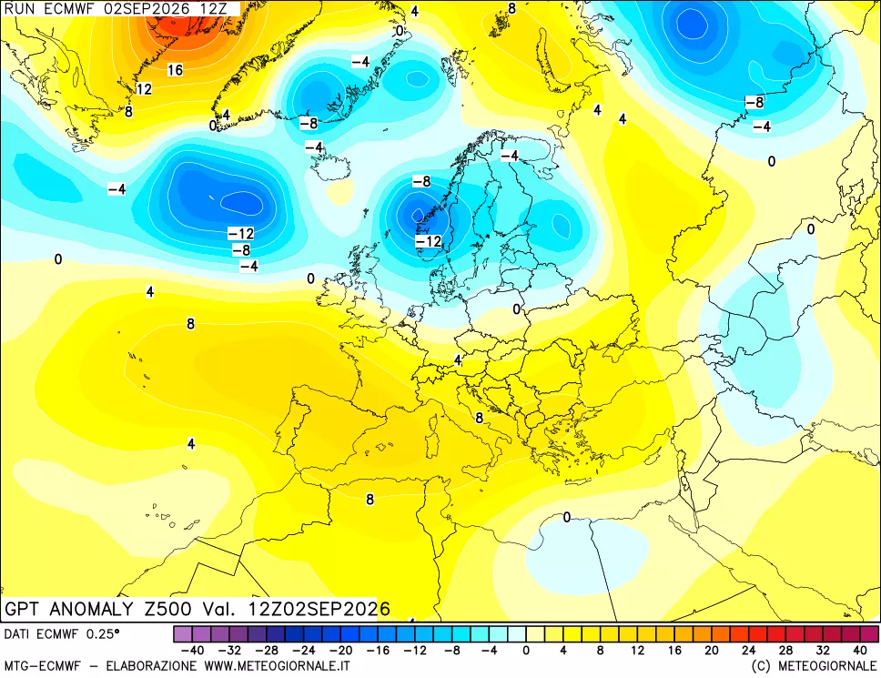 mappa 500 hPa GPT Anomaly vs Cli.No 1981-2010