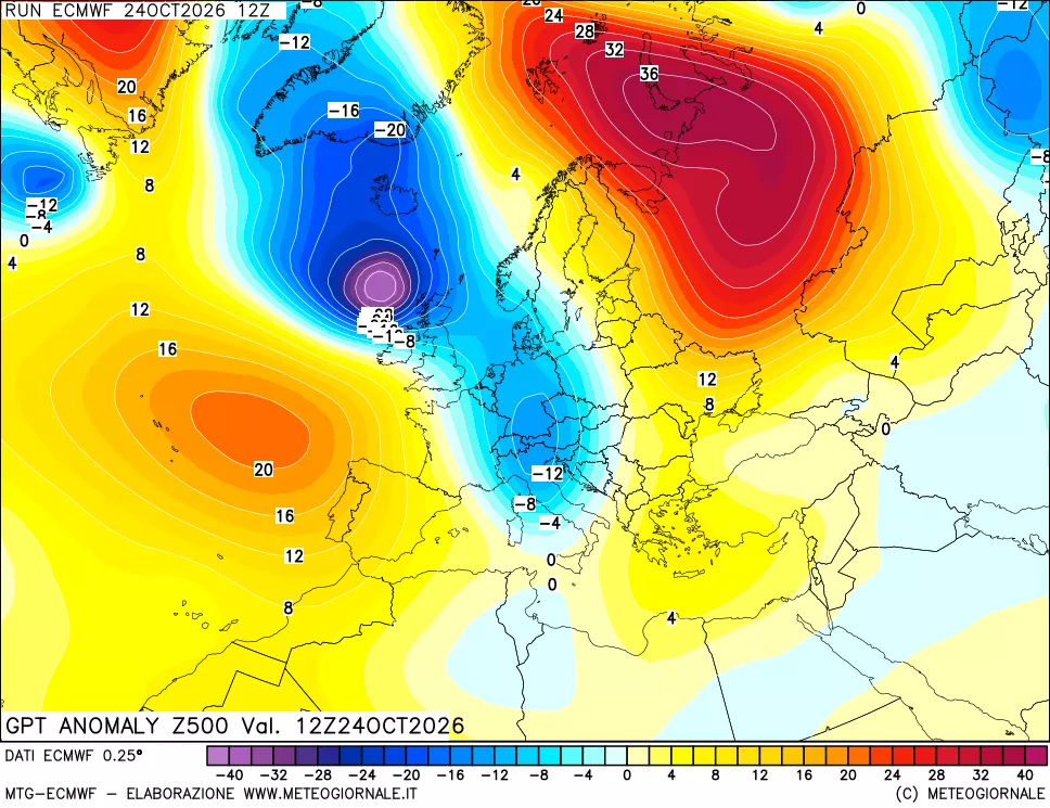 mappa 500 hPa GPT Anomaly vs Cli.No 1981-2010