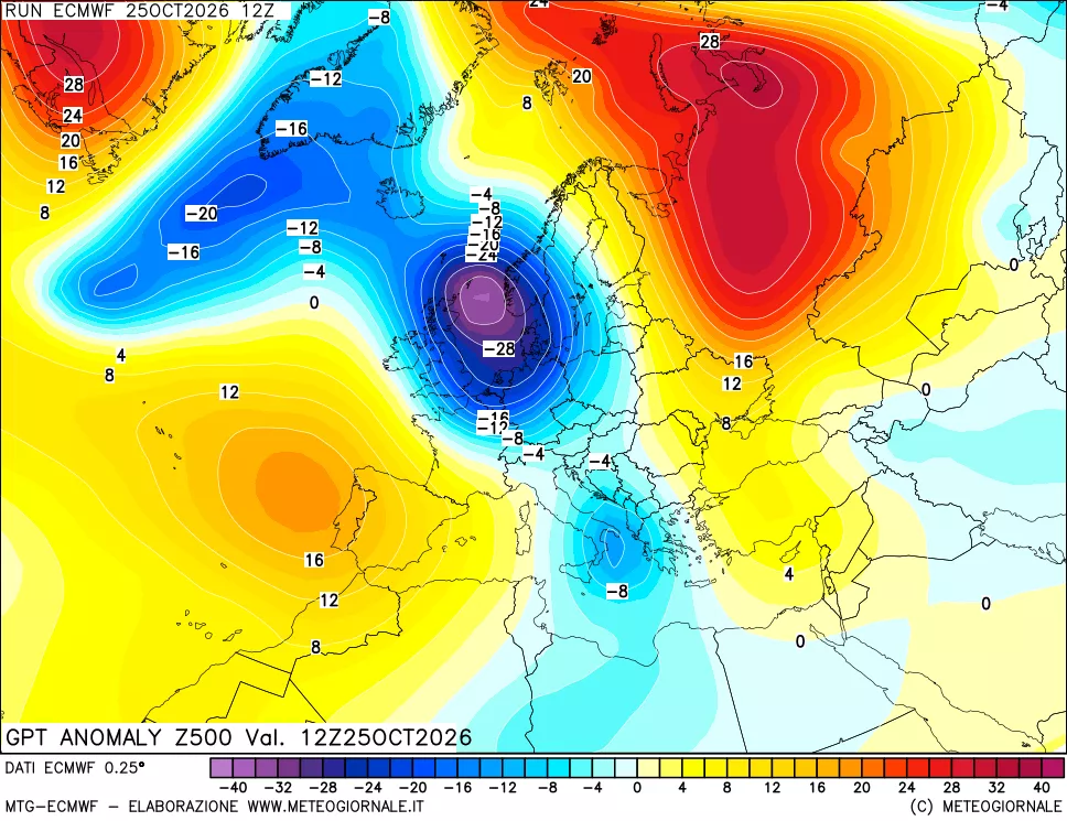mappa 500 hPa GPT Anomaly vs Cli.No 1981-2010