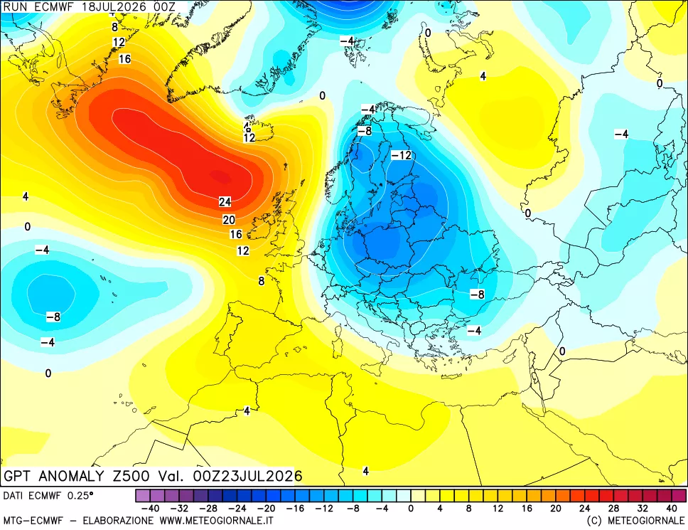 mappa 500 hPa GPT Anomaly vs Cli.No 1981-2010
