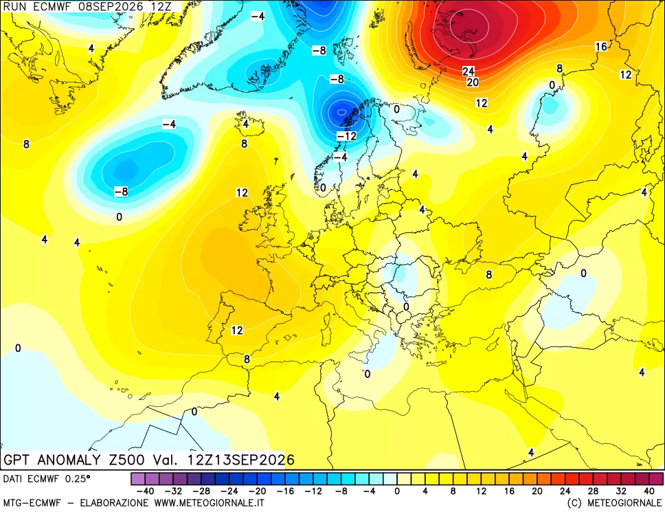 mappa 500 hPa GPT Anomaly vs Cli.No 1981-2010