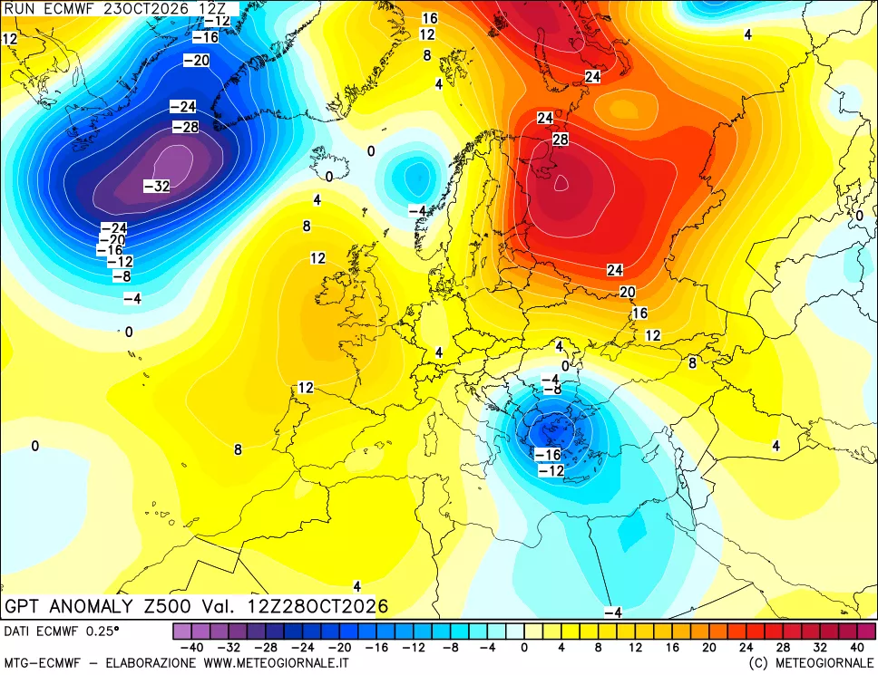 mappa 500 hPa GPT Anomaly vs Cli.No 1981-2010