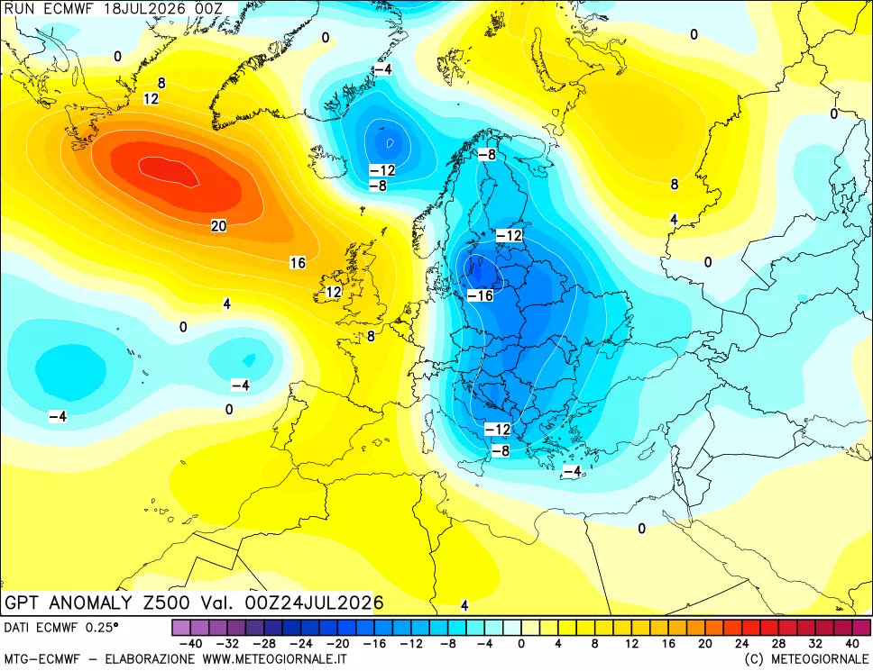 mappa 500 hPa GPT Anomaly vs Cli.No 1981-2010