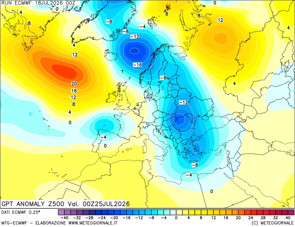 mappa 500 hPa GPT Anomaly vs Cli.No 1981-2010