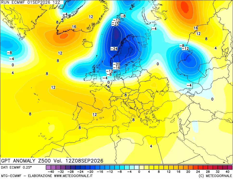 mappa 500 hPa GPT Anomaly vs Cli.No 1981-2010