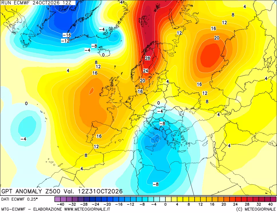 mappa 500 hPa GPT Anomaly vs Cli.No 1981-2010