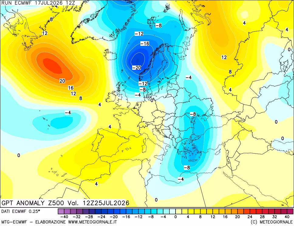 mappa 500 hPa GPT Anomaly vs Cli.No 1981-2010