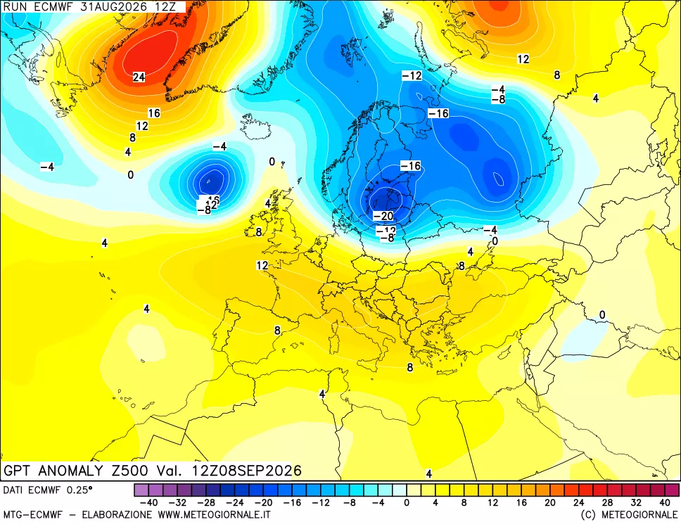 mappa 500 hPa GPT Anomaly vs Cli.No 1981-2010