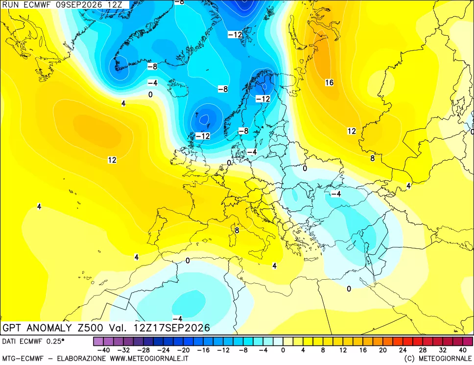 mappa 500 hPa GPT Anomaly vs Cli.No 1981-2010