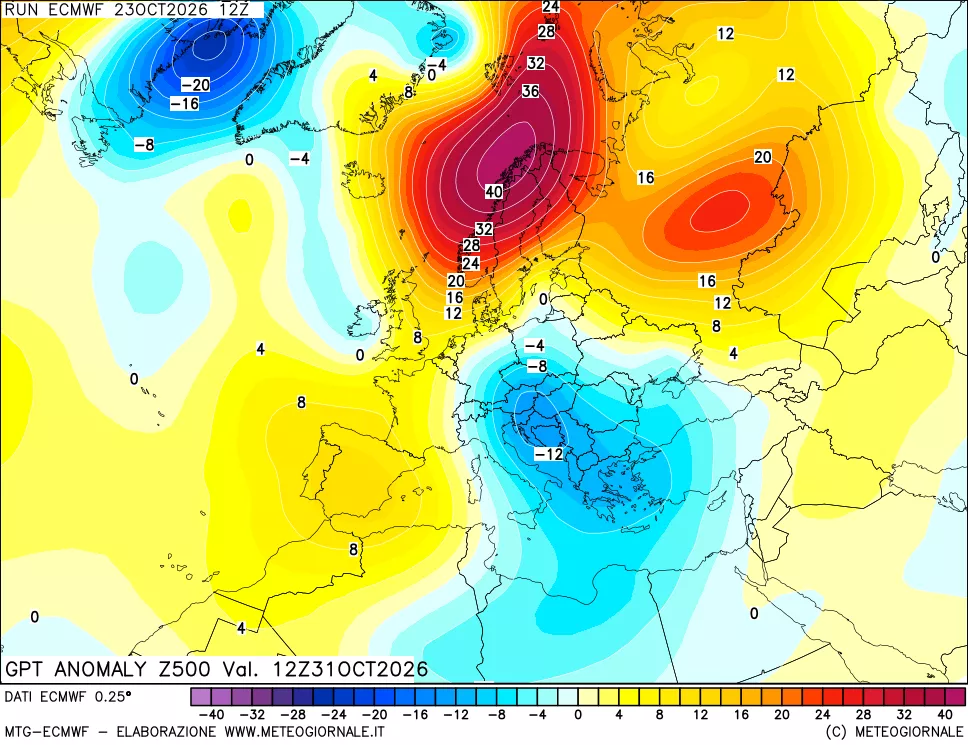 mappa 500 hPa GPT Anomaly vs Cli.No 1981-2010