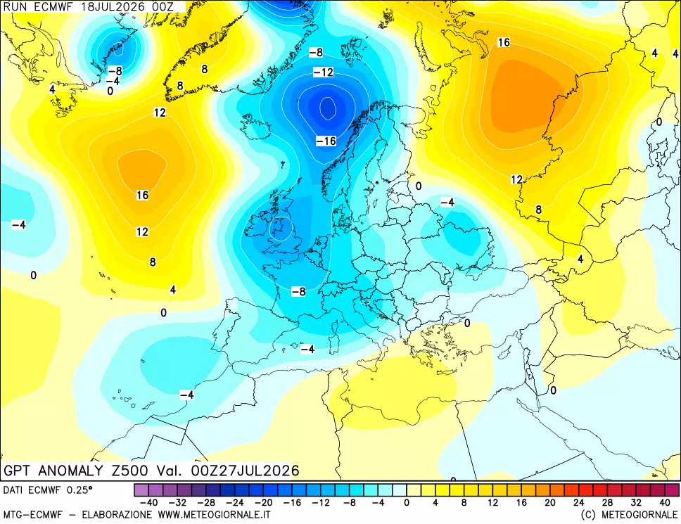 mappa 500 hPa GPT Anomaly vs Cli.No 1981-2010