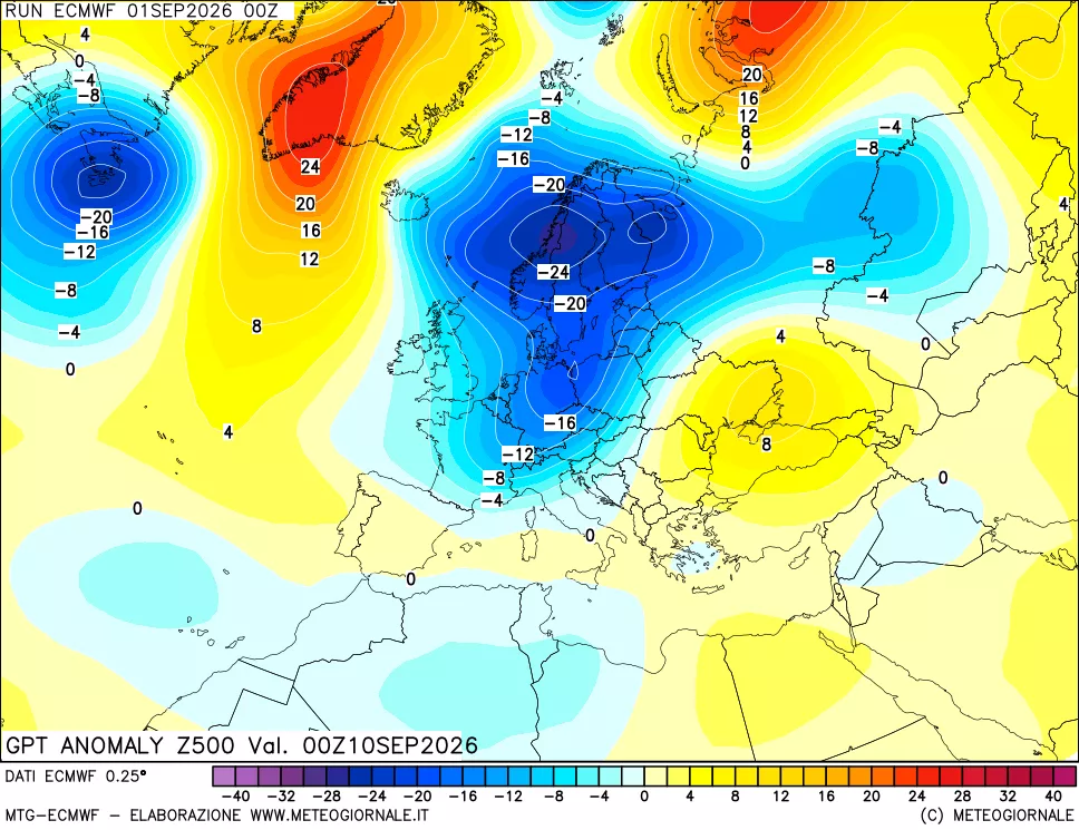 mappa 500 hPa GPT Anomaly vs Cli.No 1981-2010