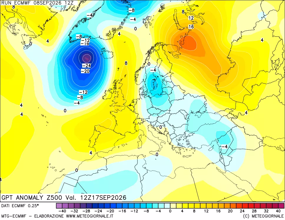 mappa 500 hPa GPT Anomaly vs Cli.No 1981-2010