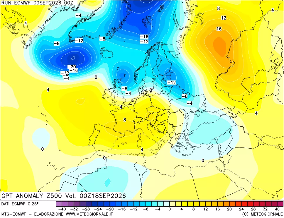mappa 500 hPa GPT Anomaly vs Cli.No 1981-2010