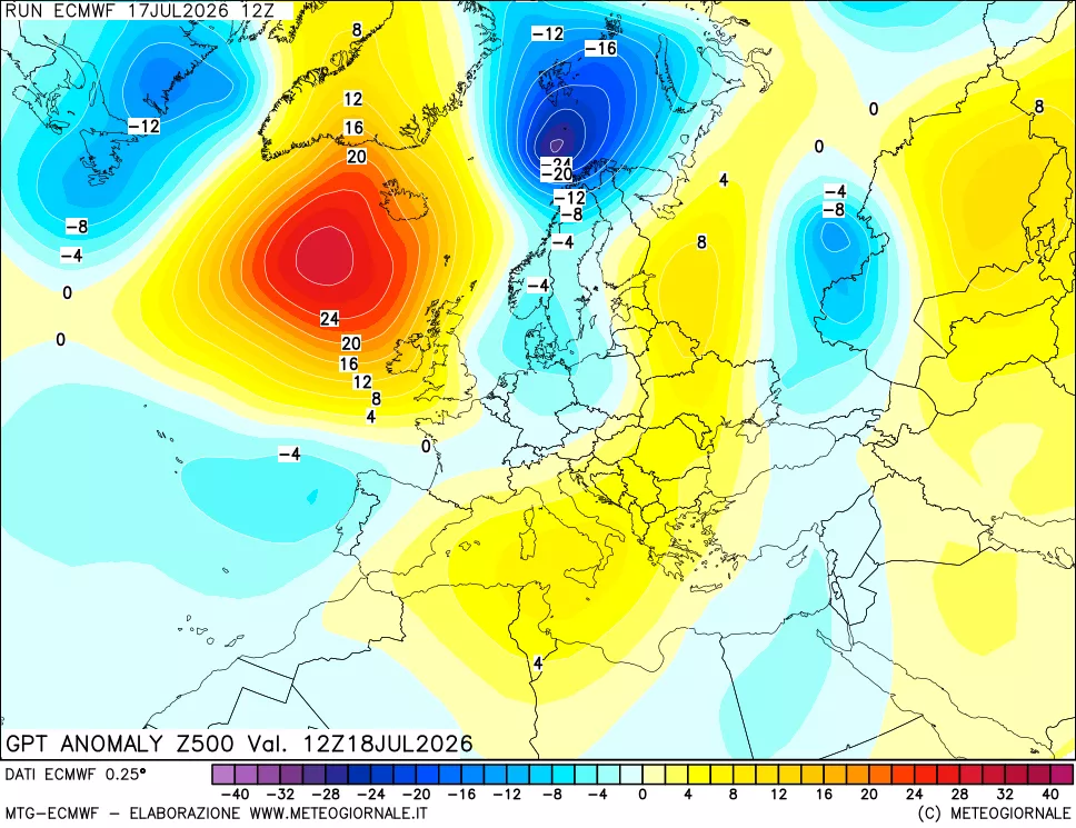 mappa 500 hPa GPT Anomaly vs Cli.No 1981-2010