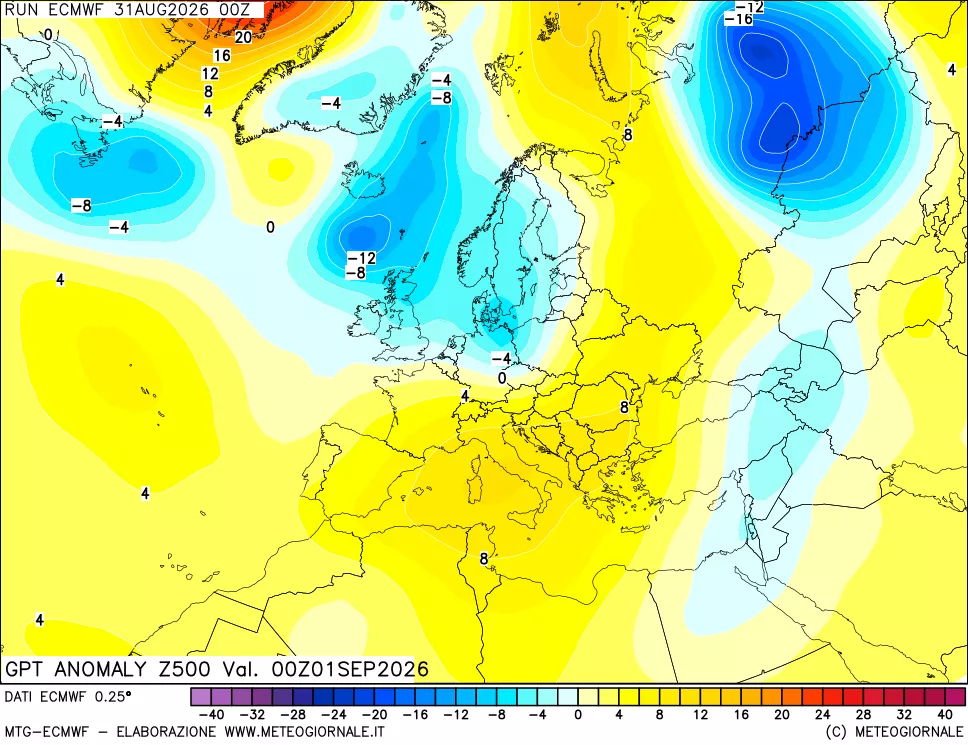 mappa 500 hPa GPT Anomaly vs Cli.No 1981-2010