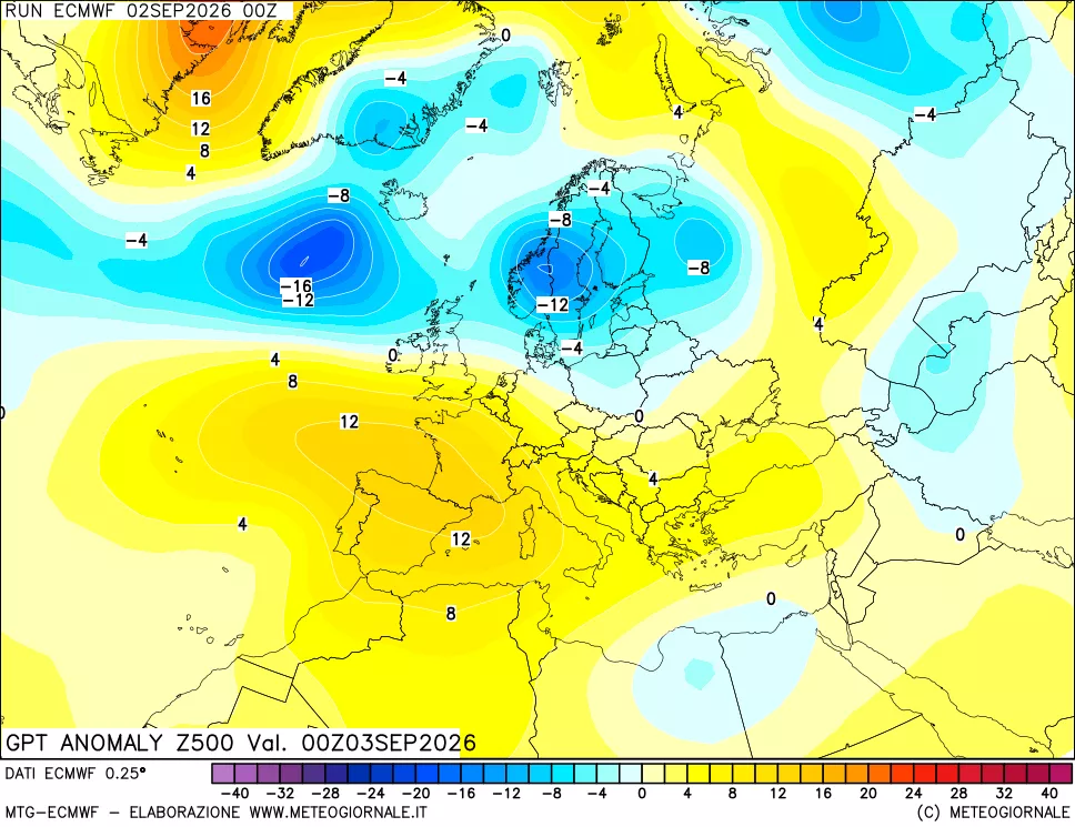 mappa 500 hPa GPT Anomaly vs Cli.No 1981-2010