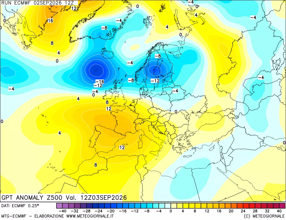 mappa 500 hPa GPT Anomaly vs Cli.No 1981-2010