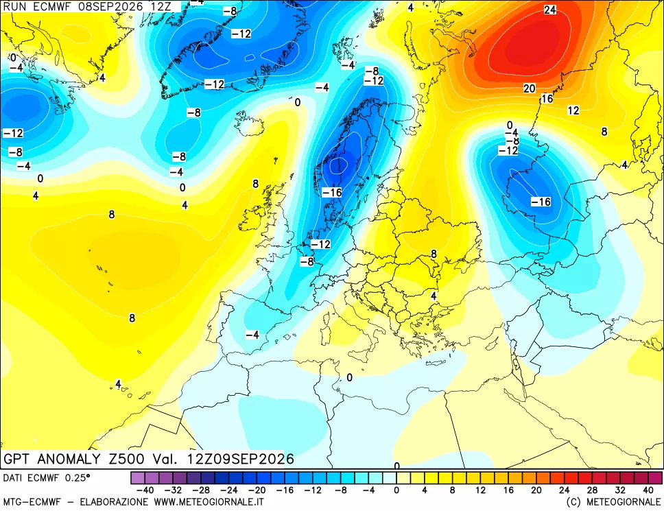 mappa 500 hPa GPT Anomaly vs Cli.No 1981-2010