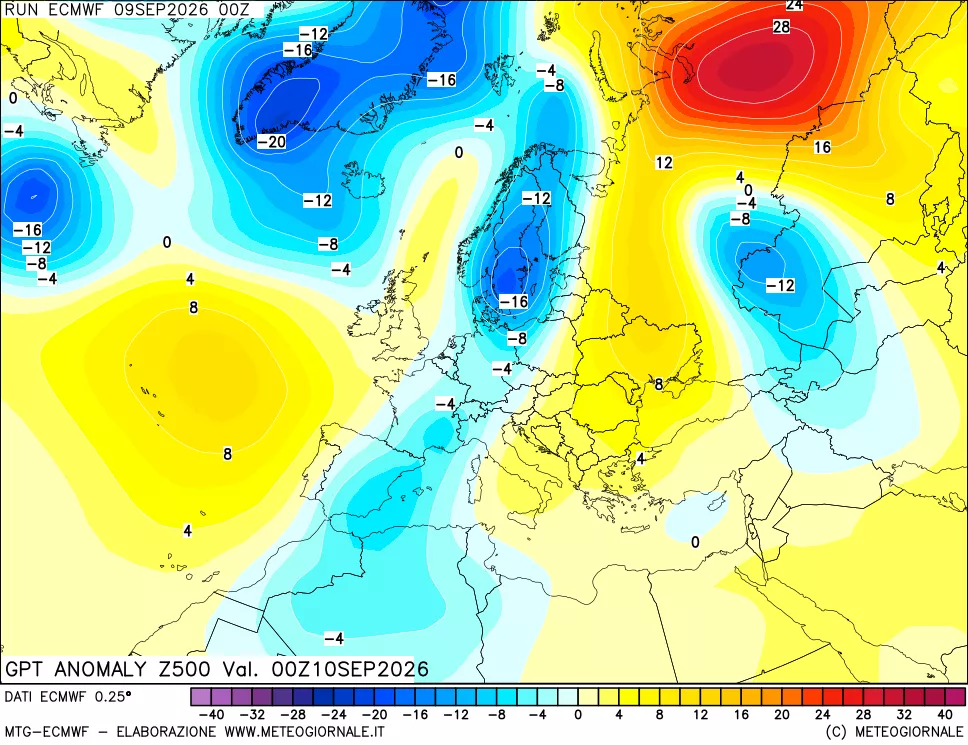 mappa 500 hPa GPT Anomaly vs Cli.No 1981-2010