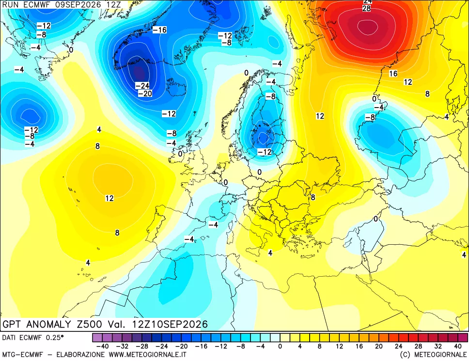 mappa 500 hPa GPT Anomaly vs Cli.No 1981-2010