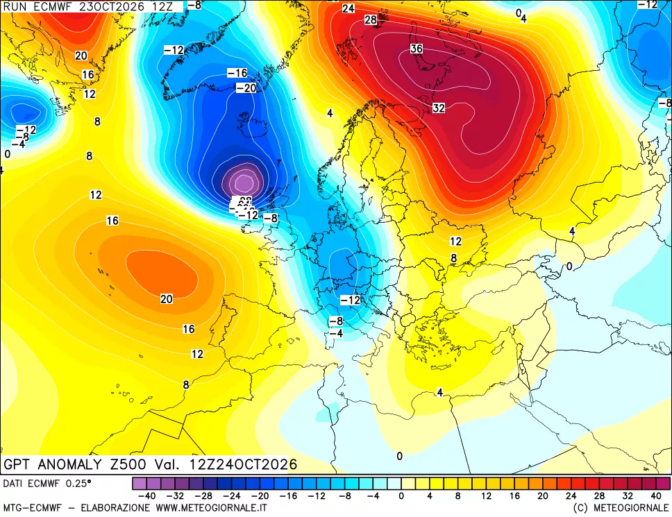 mappa 500 hPa GPT Anomaly vs Cli.No 1981-2010