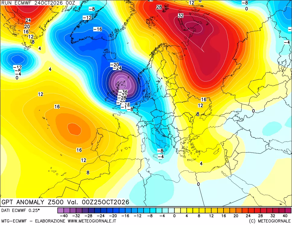mappa 500 hPa GPT Anomaly vs Cli.No 1981-2010