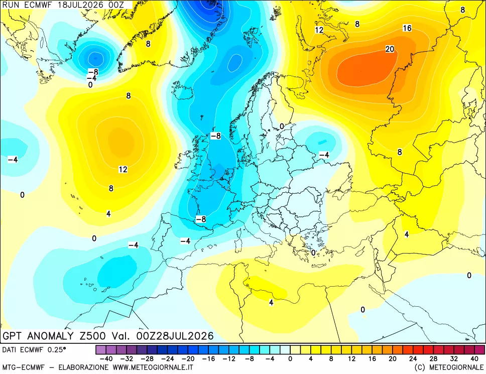 mappa 500 hPa GPT Anomaly vs Cli.No 1981-2010