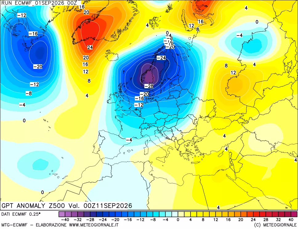 mappa 500 hPa GPT Anomaly vs Cli.No 1981-2010