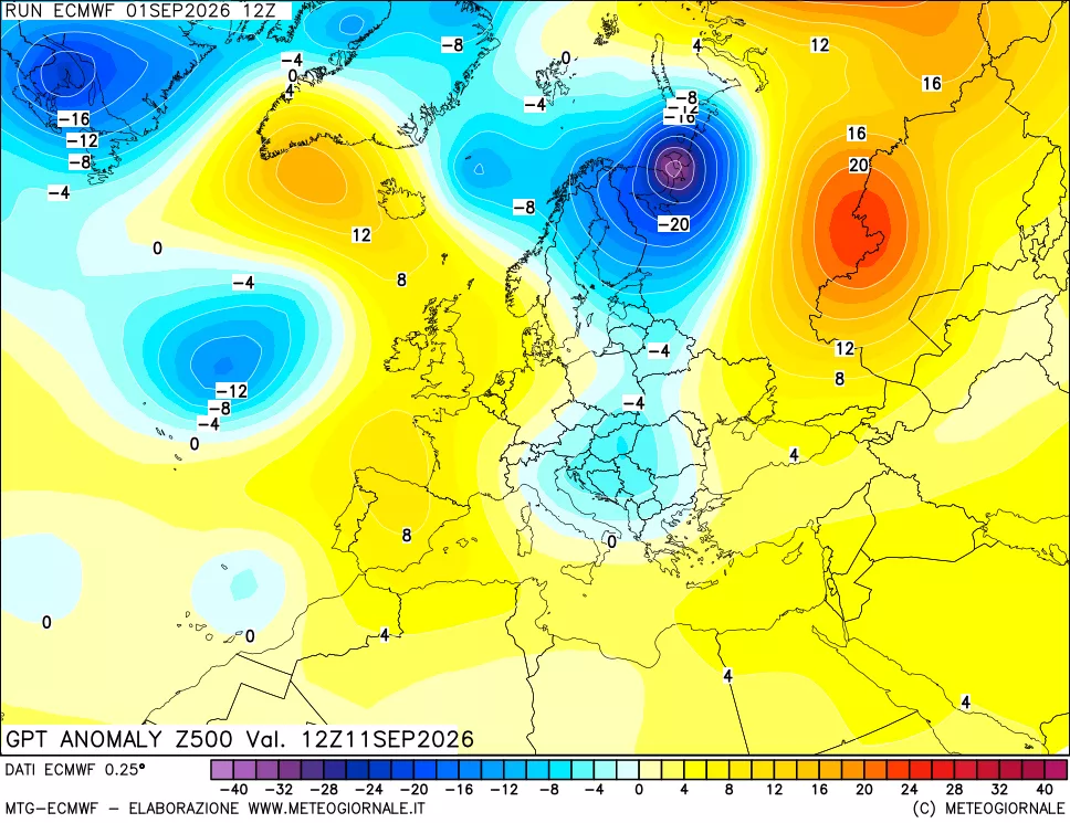 mappa 500 hPa GPT Anomaly vs Cli.No 1981-2010